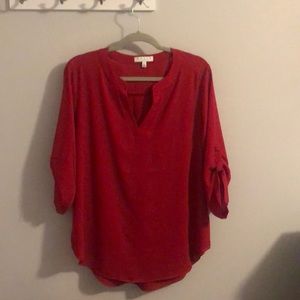 Chaus Red Split Collar Blouse NWT